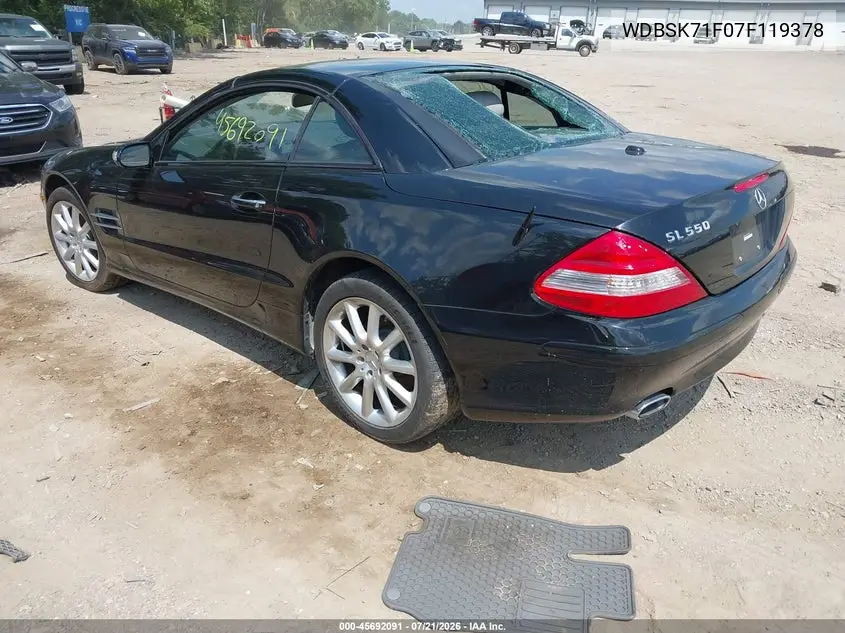 2007 Mercedes-Benz Sl 550 VIN: WDBSK71F07F119378 Lot: 45692091