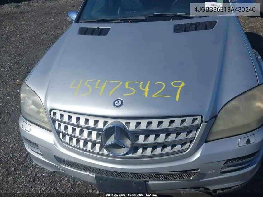 2008 Mercedes-Benz M-Class 3.5L VIN: 4JGBB86E18A430240 Lot: 45475429