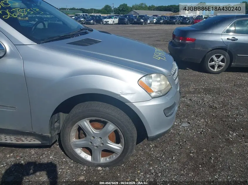 2008 Mercedes-Benz M-Class 3.5L VIN: 4JGBB86E18A430240 Lot: 45475429