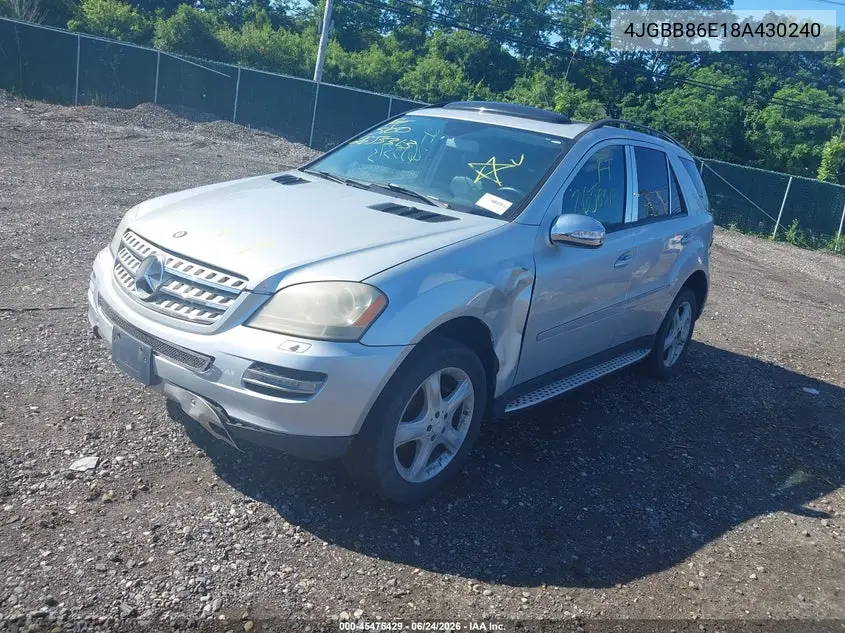 2008 Mercedes-Benz M-Class 3.5L VIN: 4JGBB86E18A430240 Lot: 45475429