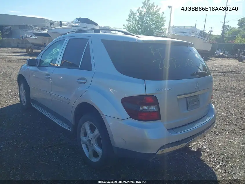 2008 Mercedes-Benz M-Class 3.5L VIN: 4JGBB86E18A430240 Lot: 45475429