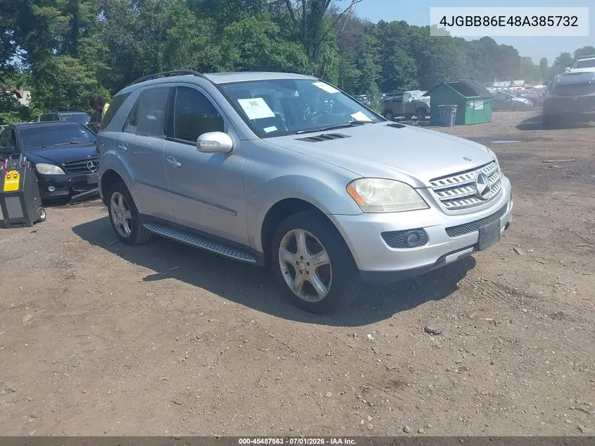 2008 Mercedes-Benz Ml 350 4Matic VIN: 4JGBB86E48A385732 Lot: 45487563
