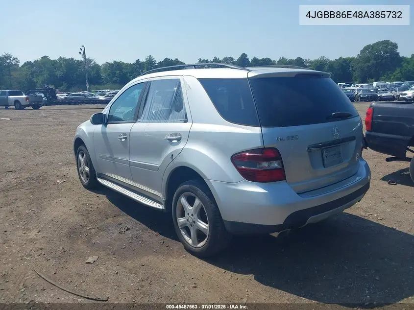 2008 Mercedes-Benz Ml 350 4Matic VIN: 4JGBB86E48A385732 Lot: 45487563