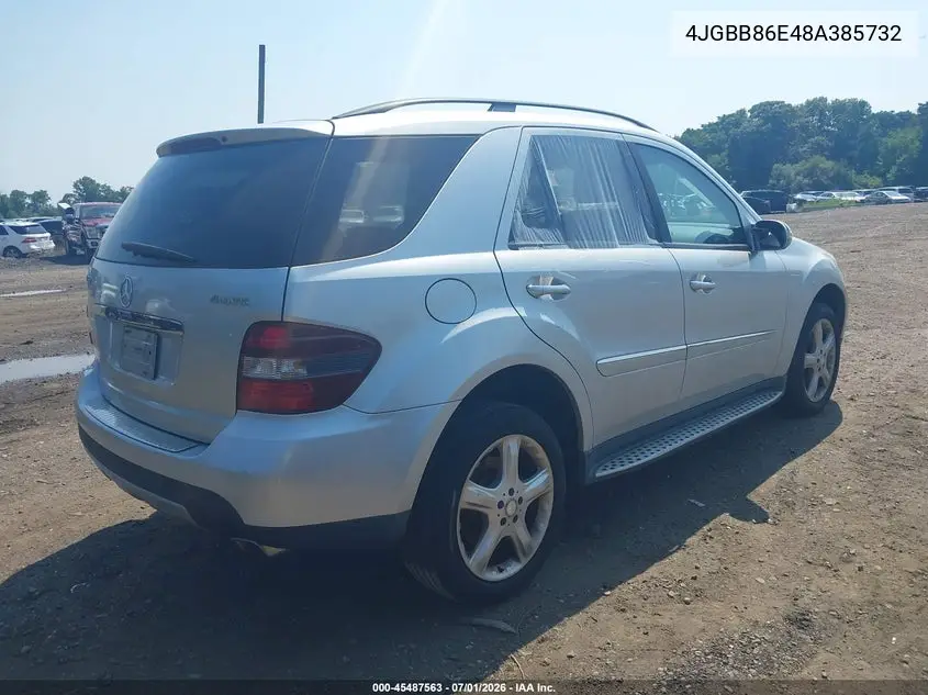 2008 Mercedes-Benz Ml 350 4Matic VIN: 4JGBB86E48A385732 Lot: 45487563
