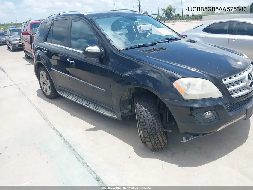 2010 Mercedes-Benz Ml 350 VIN: 4JGBB5GB5AA575340 Lot: 45357102