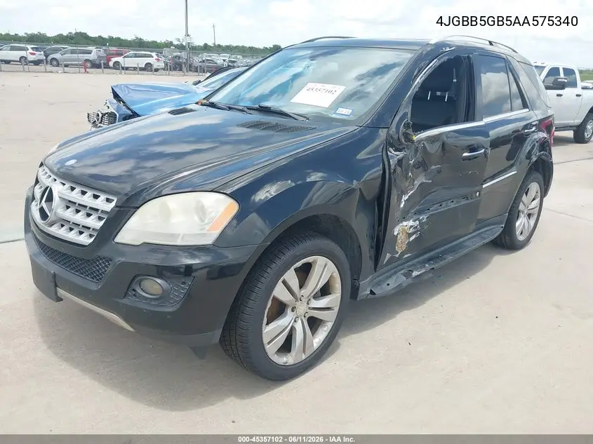 2010 Mercedes-Benz Ml 350 VIN: 4JGBB5GB5AA575340 Lot: 45357102
