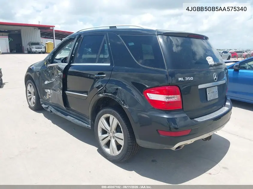 2010 Mercedes-Benz Ml 350 VIN: 4JGBB5GB5AA575340 Lot: 45357102