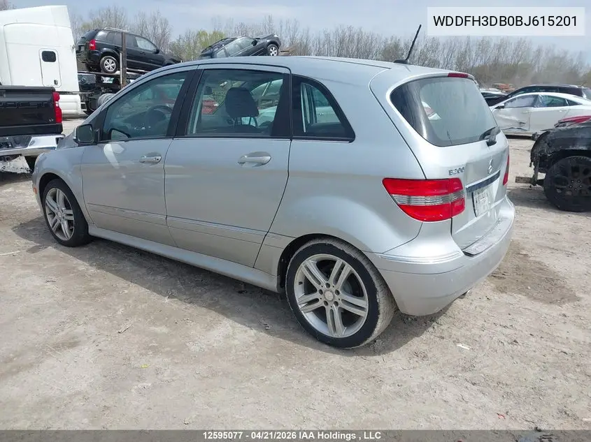 2011 Mercedes-Benz B200 VIN: WDDFH3DB0BJ615201 Lot: 12595077