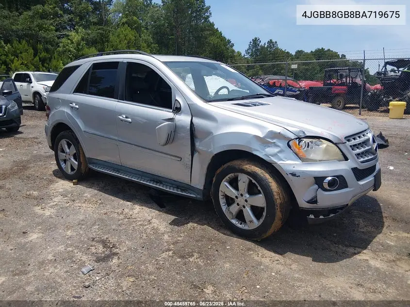2011 Mercedes-Benz Ml 350 4Matic VIN: 4JGBB8GB8BA719675 Lot: 45459765