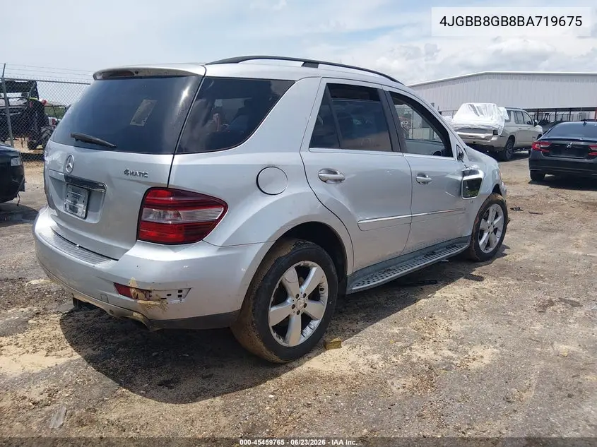 2011 Mercedes-Benz Ml 350 4Matic VIN: 4JGBB8GB8BA719675 Lot: 45459765