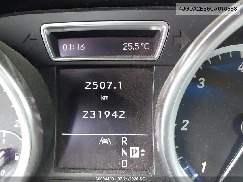 2012 Mercedes-Benz Ml 350 Bluetec VIN: 4JGDA2EB5CA010568 Lot: 30094400