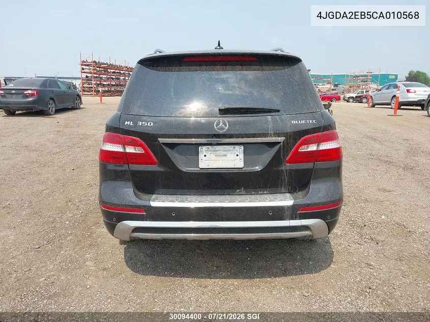 2012 Mercedes-Benz Ml 350 Bluetec VIN: 4JGDA2EB5CA010568 Lot: 30094400