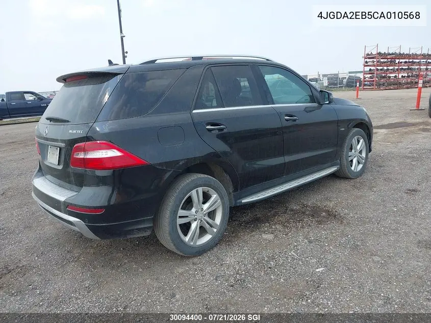 2012 Mercedes-Benz Ml 350 Bluetec VIN: 4JGDA2EB5CA010568 Lot: 30094400