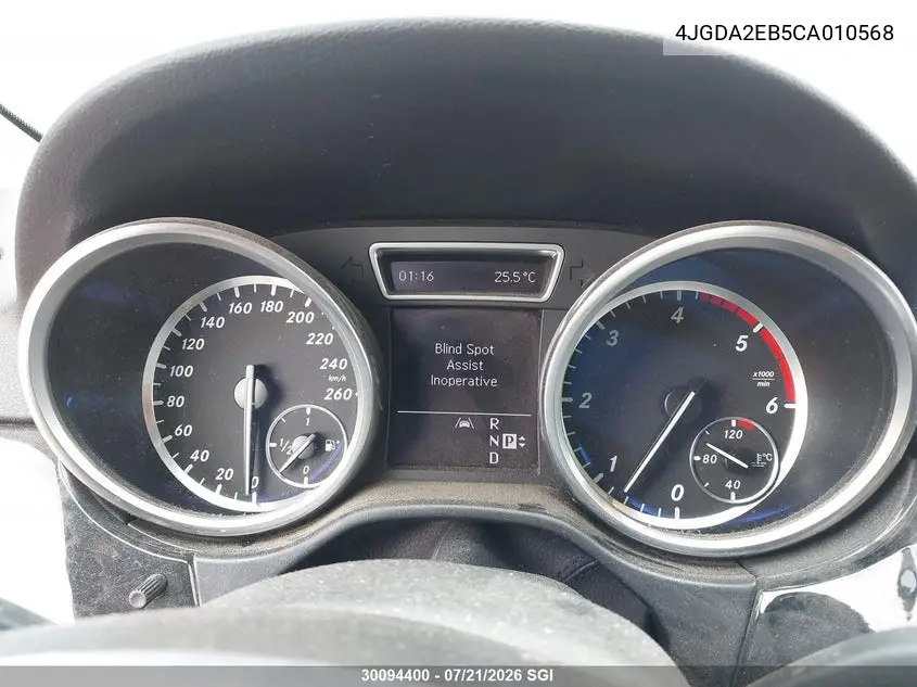 2012 Mercedes-Benz Ml 350 Bluetec VIN: 4JGDA2EB5CA010568 Lot: 30094400
