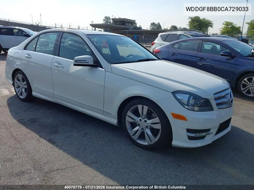 2012 Mercedes-Benz C 300 4Matic VIN: WDDGF8BB0CA729033 Lot: 40078779