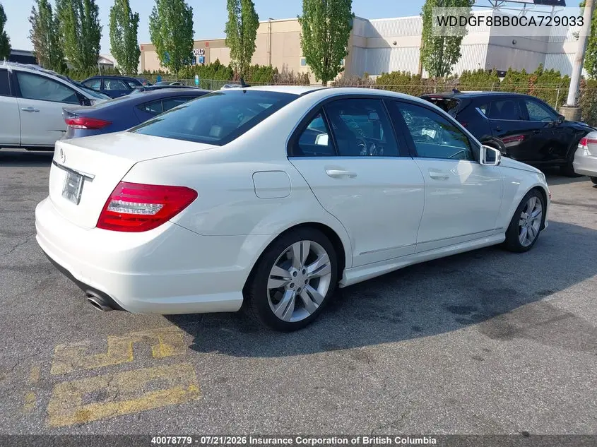 2012 Mercedes-Benz C 300 4Matic VIN: WDDGF8BB0CA729033 Lot: 40078779