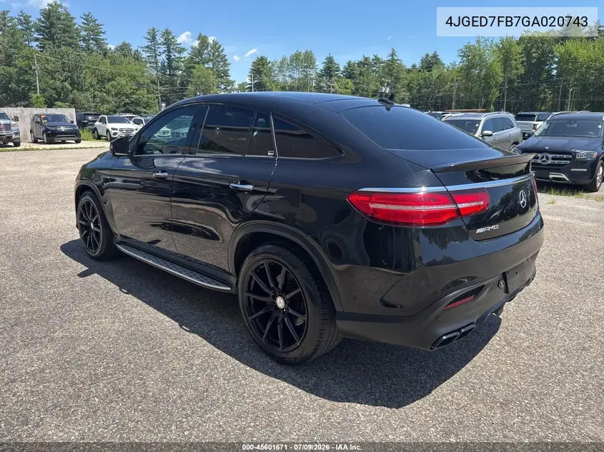 2016 Mercedes-Benz Amg Gle 63 Coupe S 4Matic VIN: 4JGED7FB7GA020743 Lot: 45601671