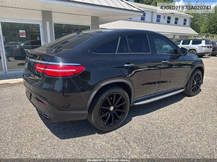 2016 Mercedes-Benz Amg Gle 63 Coupe S 4Matic VIN: 4JGED7FB7GA020743 Lot: 45601671