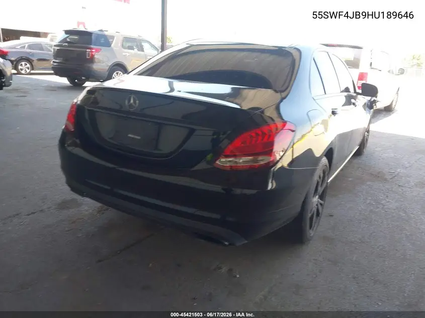 2017 Mercedes-Benz C 300 VIN: 55SWF4JB9HU189646 Lot: 45421503