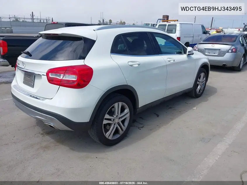 2017 Mercedes-Benz Gla 250 VIN: WDCTG4EB9HJ343495 Lot: 45645603