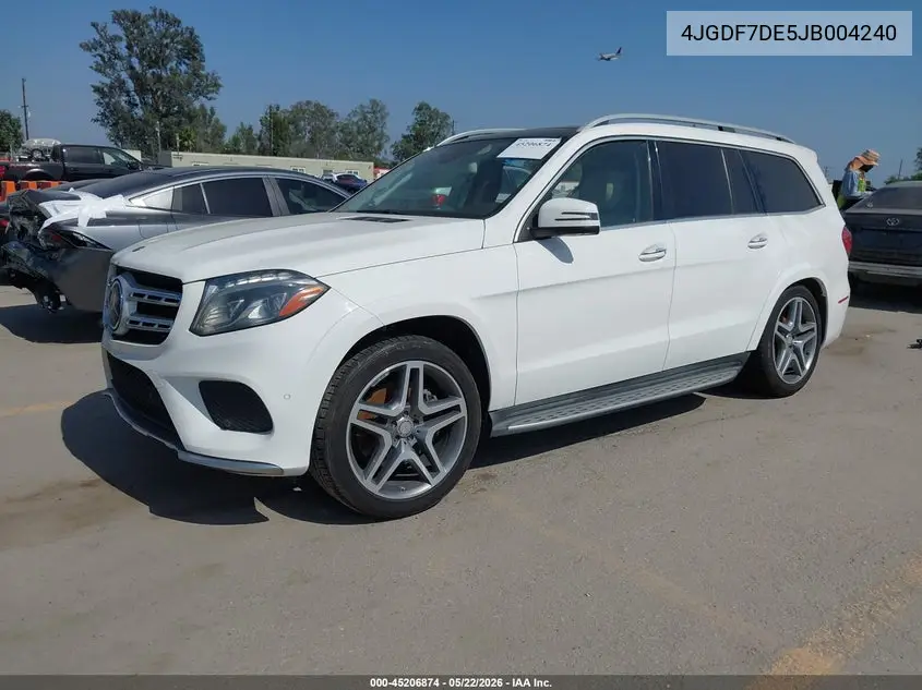 2018 Mercedes-Benz Gls 550 4Matic VIN: 4JGDF7DE5JB004240 Lot: 45206874