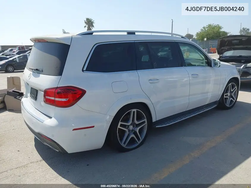 2018 Mercedes-Benz Gls 550 4Matic VIN: 4JGDF7DE5JB004240 Lot: 45206874