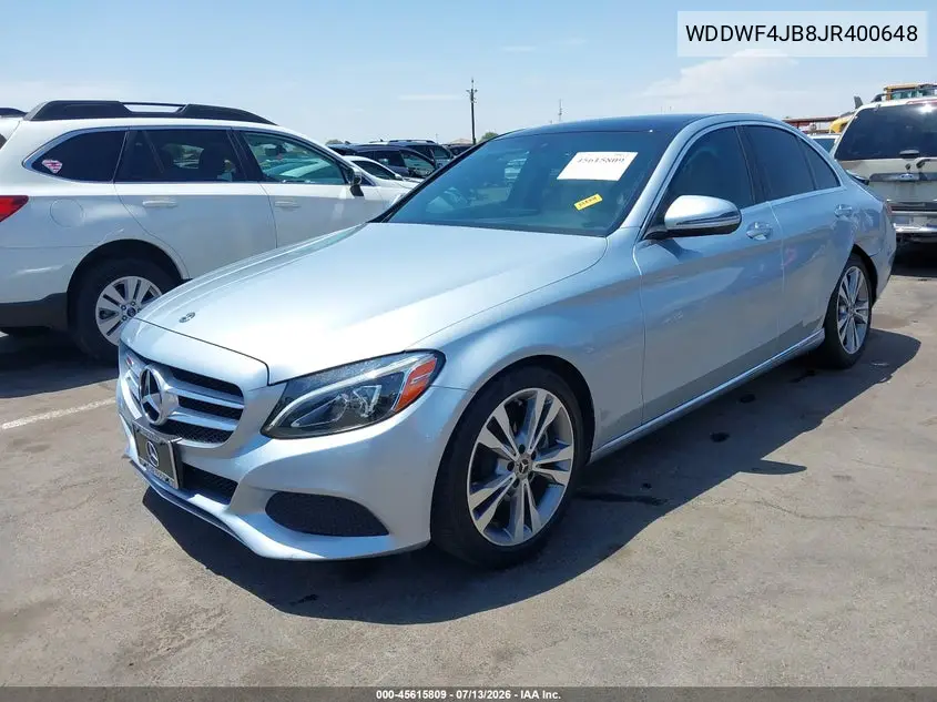 2018 Mercedes-Benz C 300 VIN: WDDWF4JB8JR400648 Lot: 45615809