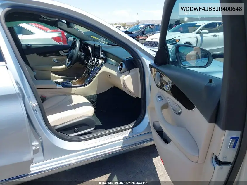 2018 Mercedes-Benz C 300 VIN: WDDWF4JB8JR400648 Lot: 45615809