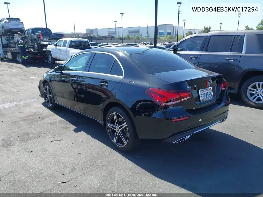 2019 Mercedes-Benz A 220 VIN: WDD3G4EB5KW017294 Lot: 45281414