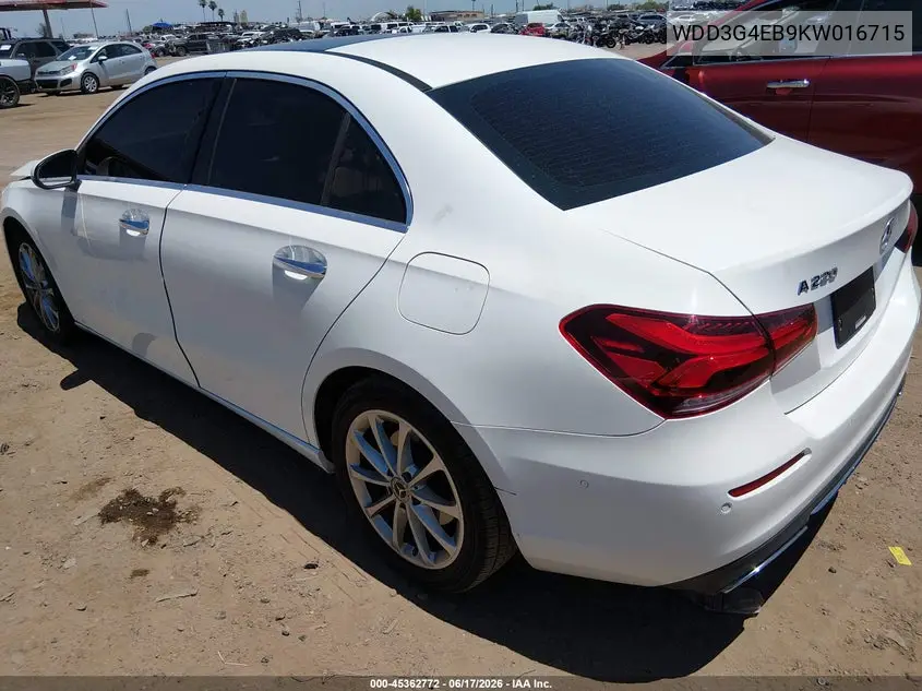 2019 Mercedes-Benz A 220 VIN: WDD3G4EB9KW016715 Lot: 45362772
