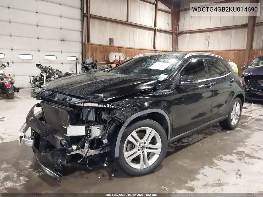 2019 Mercedes-Benz Gla 250 4Matic VIN: WDCTG4GB2KU014690 Lot: 45423239