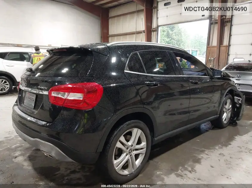 2019 Mercedes-Benz Gla 250 4Matic VIN: WDCTG4GB2KU014690 Lot: 45423239
