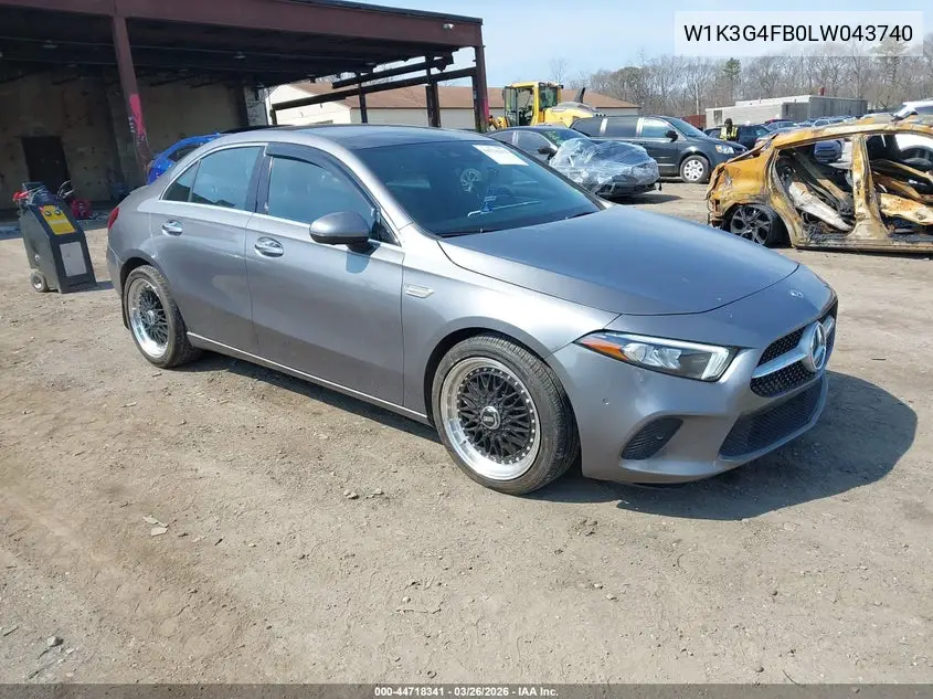 2020 Mercedes-Benz A 220 4Matic VIN: W1K3G4FB0LW043740 Lot: 44718341