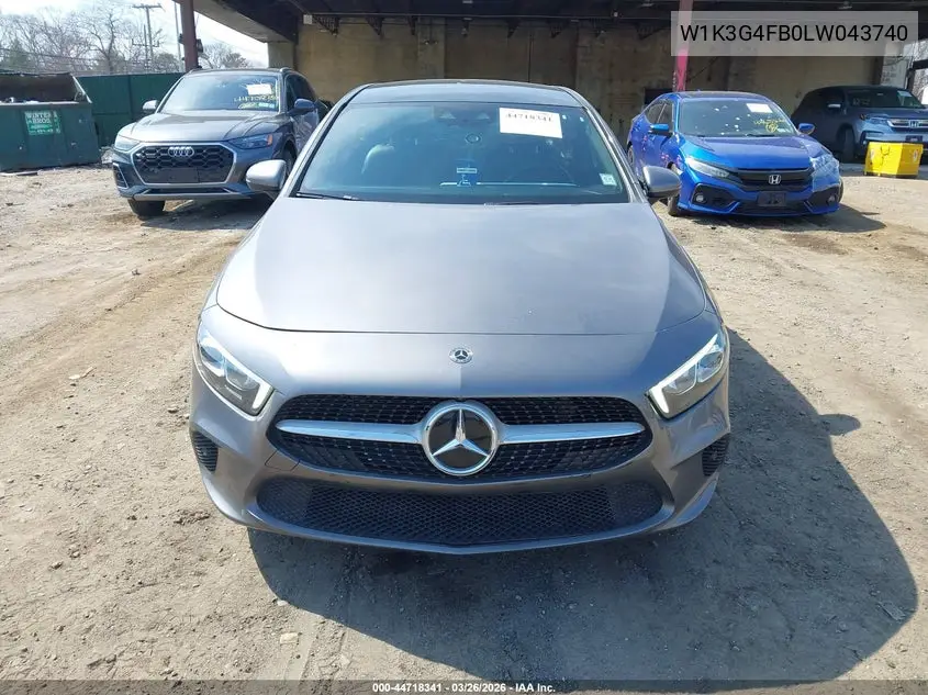 2020 Mercedes-Benz A 220 4Matic VIN: W1K3G4FB0LW043740 Lot: 44718341