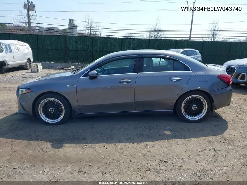 2020 Mercedes-Benz A 220 4Matic VIN: W1K3G4FB0LW043740 Lot: 44718341
