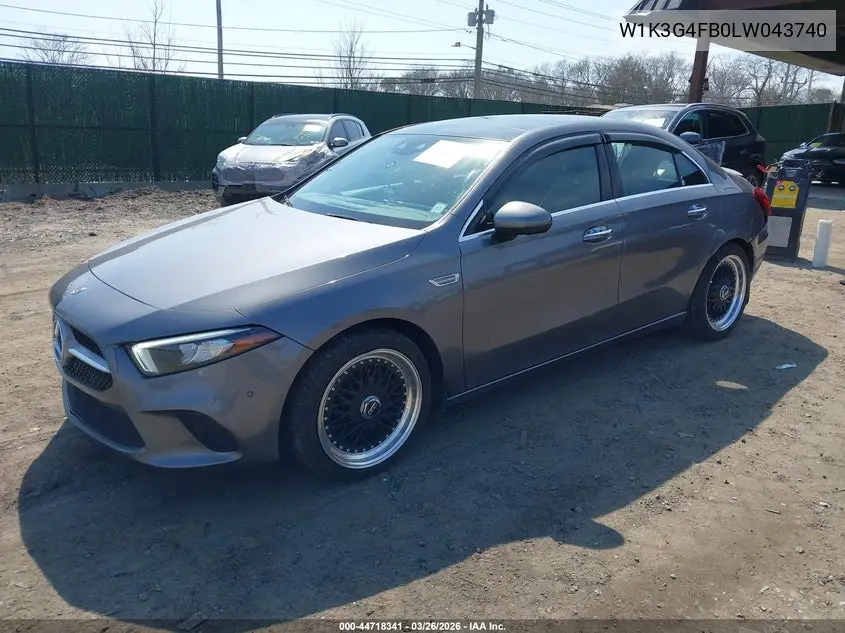 2020 Mercedes-Benz A 220 4Matic VIN: W1K3G4FB0LW043740 Lot: 44718341