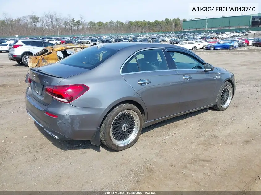 2020 Mercedes-Benz A 220 4Matic VIN: W1K3G4FB0LW043740 Lot: 44718341