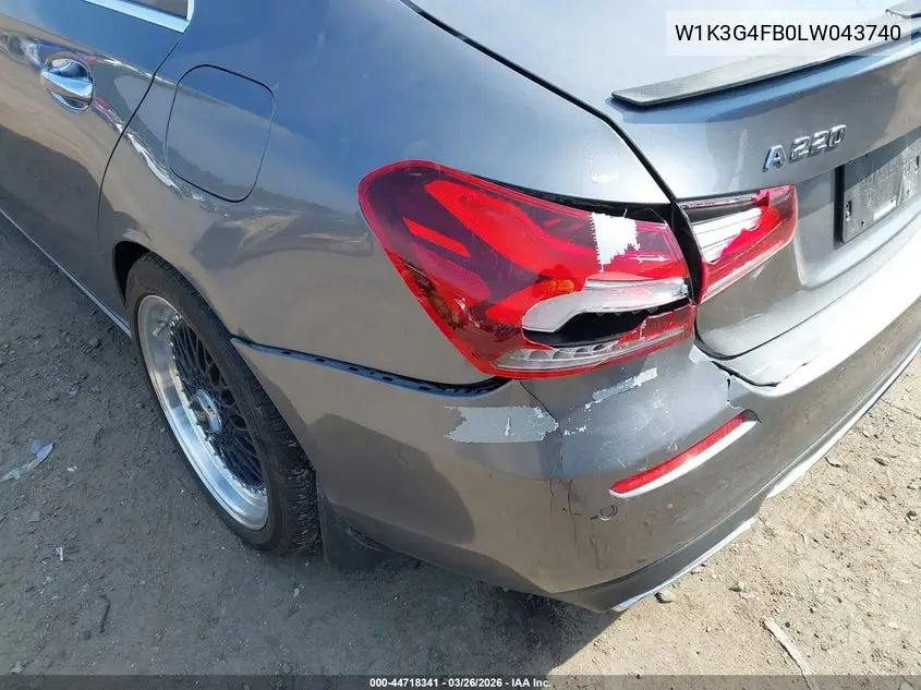2020 Mercedes-Benz A 220 4Matic VIN: W1K3G4FB0LW043740 Lot: 44718341