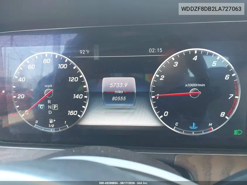 2020 Mercedes-Benz E 350 VIN: WDDZF8DB2LA727063 Lot: 45396984