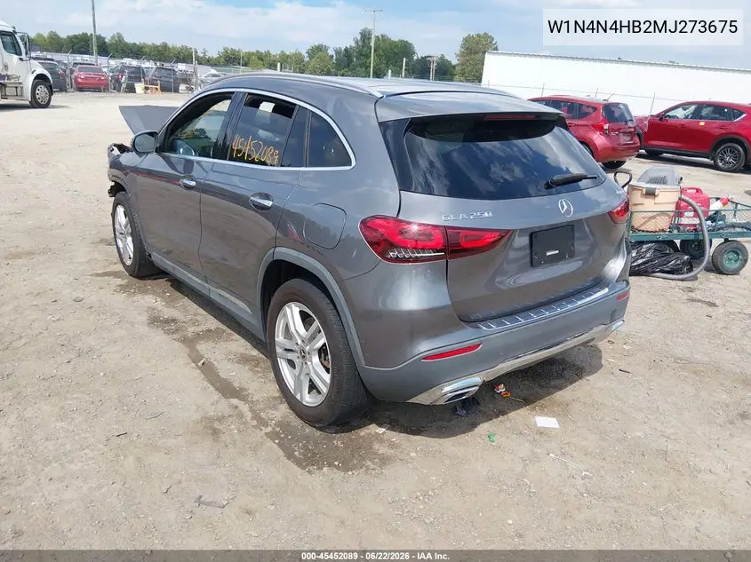 2021 Mercedes-Benz Gla 250 4Matic VIN: W1N4N4HB2MJ273675 Lot: 45452089