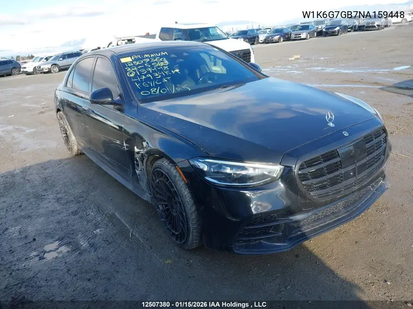 2022 Mercedes-Benz S 580 4Matic VIN: W1K6G7GB7NA159448 Lot: 12507380