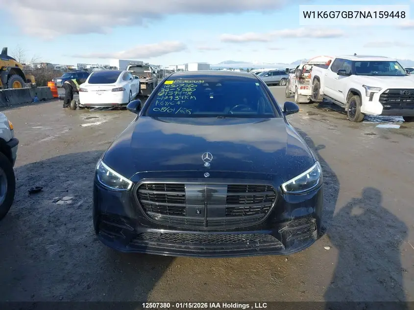2022 Mercedes-Benz S 580 4Matic VIN: W1K6G7GB7NA159448 Lot: 12507380