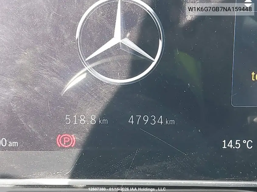 2022 Mercedes-Benz S 580 4Matic VIN: W1K6G7GB7NA159448 Lot: 12507380
