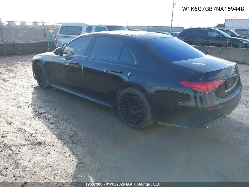 2022 Mercedes-Benz S 580 4Matic VIN: W1K6G7GB7NA159448 Lot: 12507380