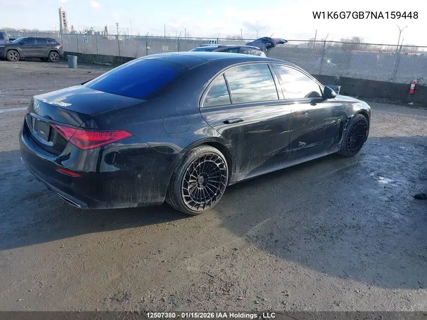 2022 Mercedes-Benz S 580 4Matic VIN: W1K6G7GB7NA159448 Lot: 12507380