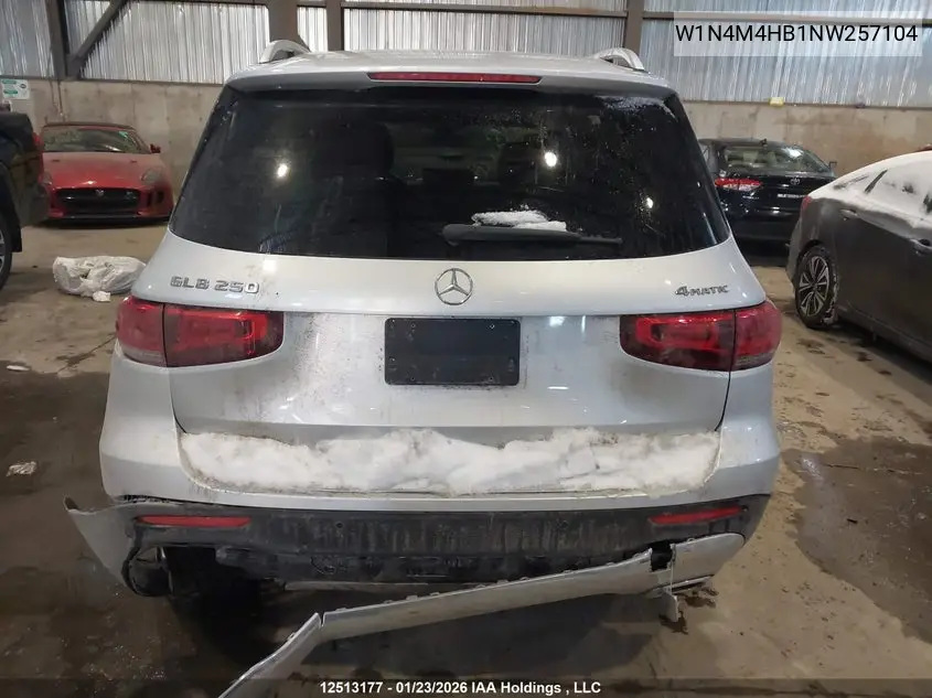 2022 Mercedes-Benz Glb 250 4Matic VIN: W1N4M4HB1NW257104 Lot: 12513177