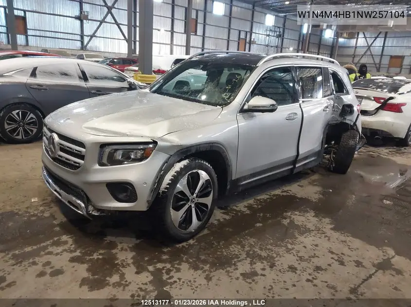 2022 Mercedes-Benz Glb 250 4Matic VIN: W1N4M4HB1NW257104 Lot: 12513177
