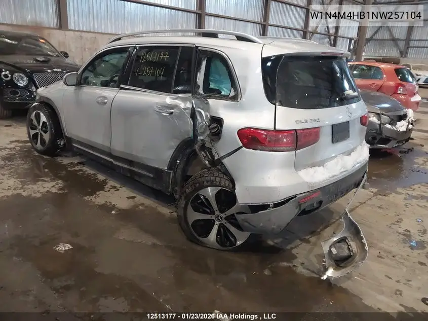 2022 Mercedes-Benz Glb 250 4Matic VIN: W1N4M4HB1NW257104 Lot: 12513177