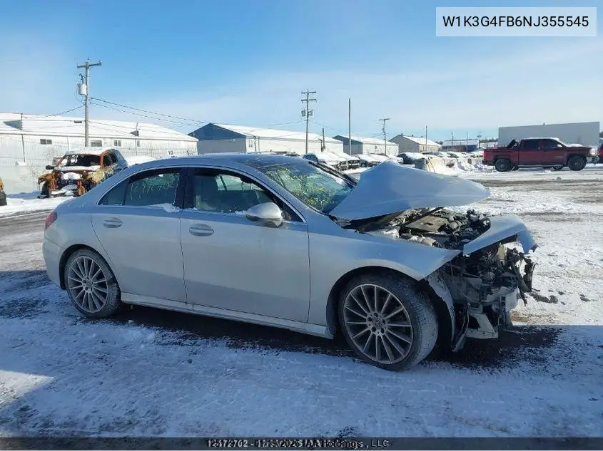 2022 Mercedes-Benz A 220 4Mtic VIN: W1K3G4FB6NJ355545 Lot: 12517971