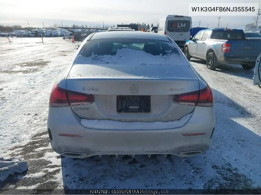 2022 Mercedes-Benz A 220 4Mtic VIN: W1K3G4FB6NJ355545 Lot: 12517971
